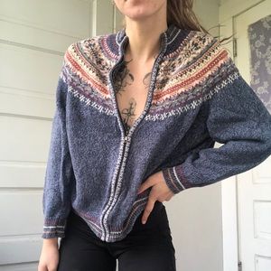 Vintage Knit Full Zip Sweater